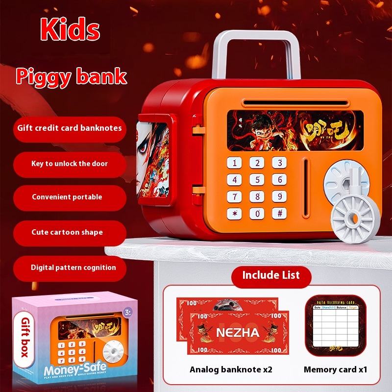 Large-Capacity Safe Plastic Piggy Bank in Box Shape Exclusive Access Savings Gift with Password Entry for Boys and Girls