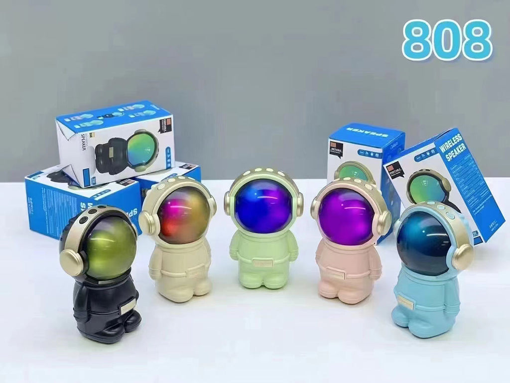 Astronaut Bluetooth Speaker – Wireless Portable Spaceman Music Player with LED Night Light – Mini Desktop Decor for Kids, Teens, and Space Lovers