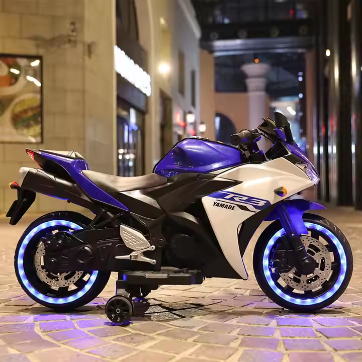 Kids Electric Ride-On Sports Bike with LED Lights & Training Wheels