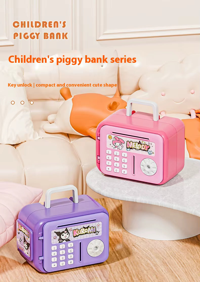 Large-Capacity Safe Plastic Piggy Bank in Box Shape Exclusive Access Savings Gift with Password Entry for Boys and Girls