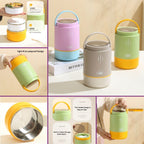 Quirk Stainless Steel Insulated Lunch Box - 900ml Three-Layer Portable Bento Box with Lid for Office Workers & Students