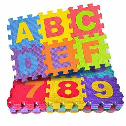 Pack of 2 Educational Alphabet & Number EVA Foam Puzzle Mats for Kids