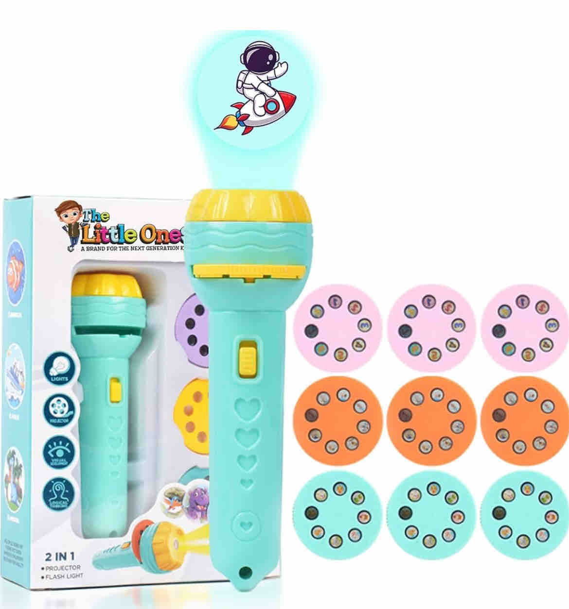 Kids Cartoon Projection Torch Light with Interchangeable Slides
