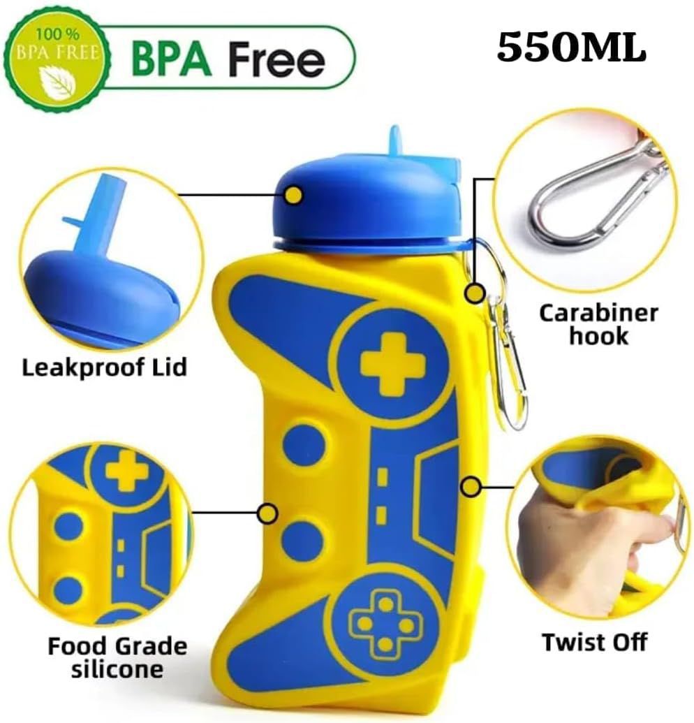 🎮 Game Controller Shape Silicone Water Bottle – 550ML