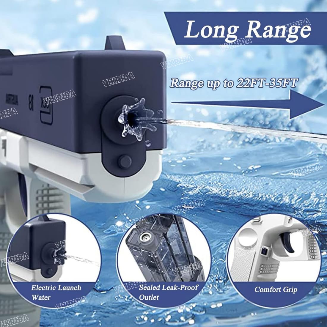 Electric Water Battle Gun – USB Rechargeable Automatic Water Blaster for Kids &amp; Adult