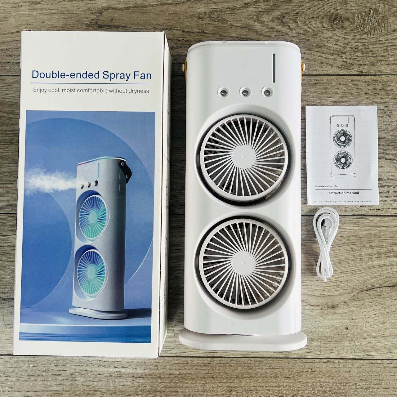 Portable Double-Ended Spray Cooling Fan with Remote Control, Mist & LED Lights