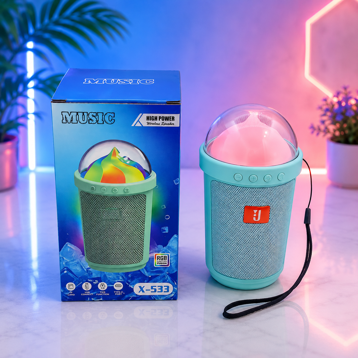 Ice Cream Shape RGB Music Speaker 🍦🔊