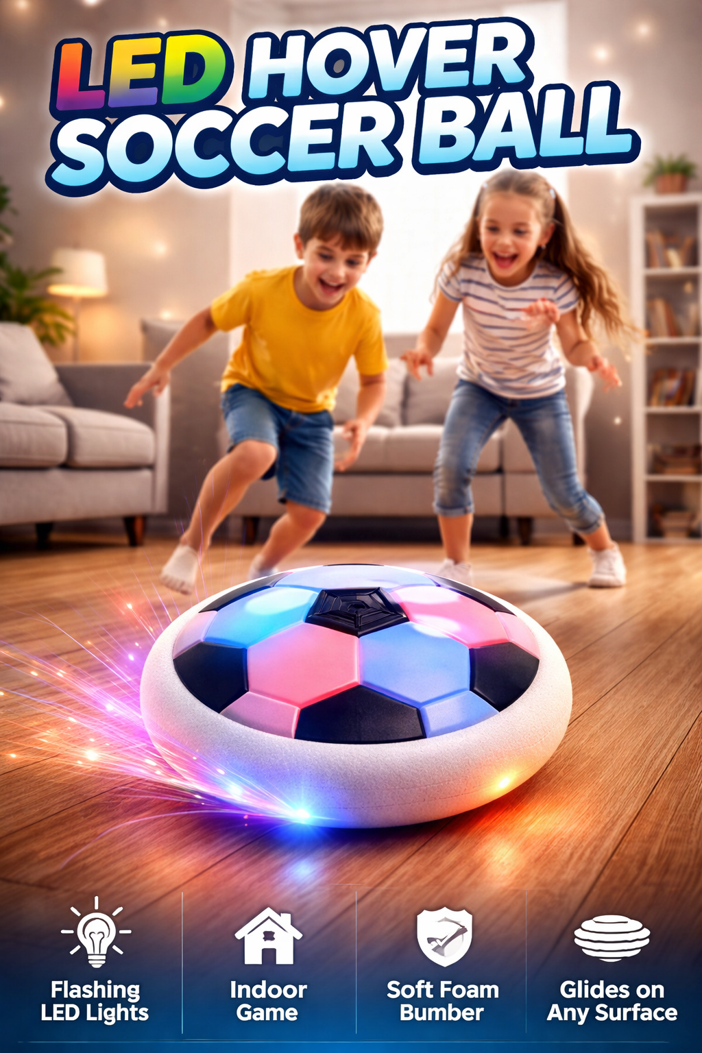 LED Hover Soccer Ball for Kids – Indoor Floating Football Toy with Colorful Lights
