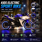 Kids Electric Ride-On Sports Bike with LED Lights & Training Wheels