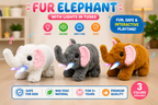 🐘 Fur Elephant Toy with LED Lights & Sound