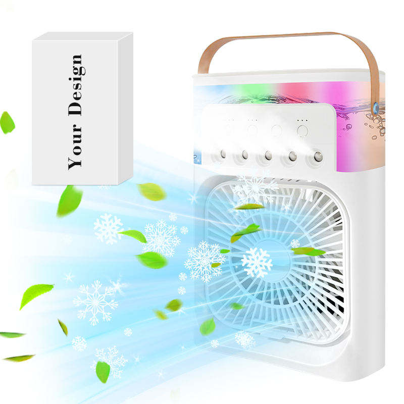 Portable USB Mini Air Cooler Fan with Water Mist & LED Light