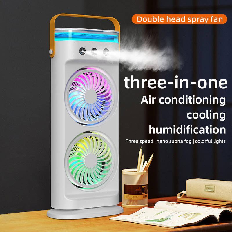 Portable Double-Ended Spray Cooling Fan with Remote Control, Mist & LED Lights