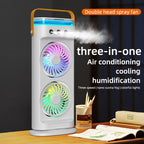Portable Double-Ended Spray Cooling Fan with Remote Control, Mist & LED Lights