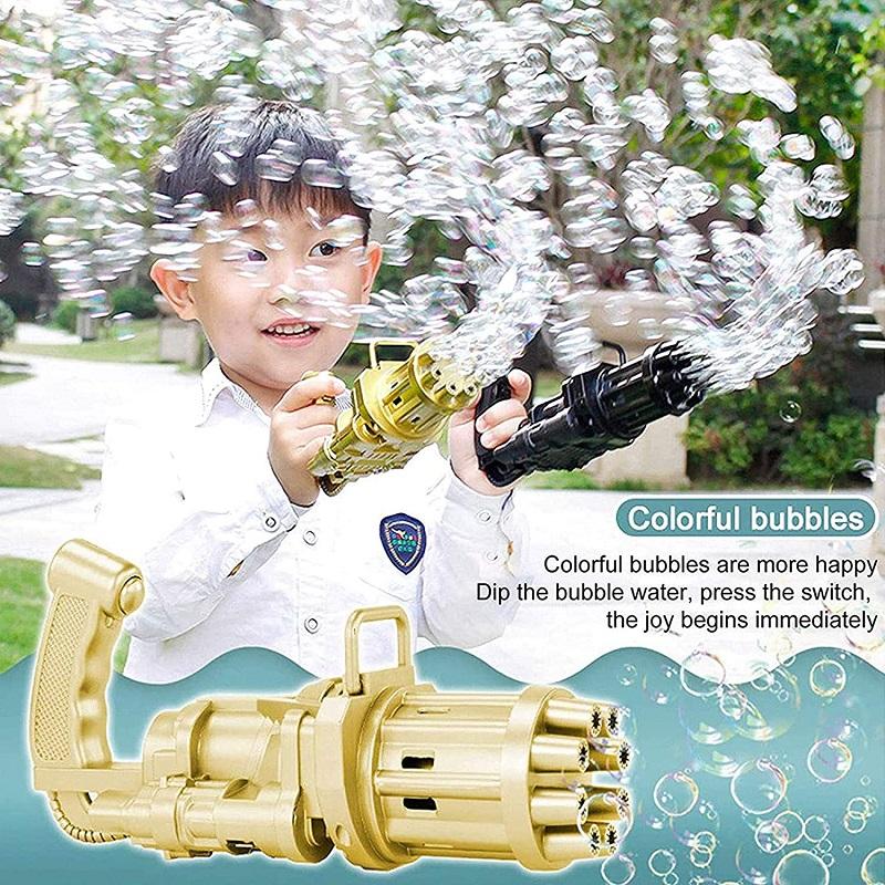 ✨ Electric Gatling Bubble Gun Toy | 8-Hole Automatic Bubble Blaster with Bubble Solution ✨