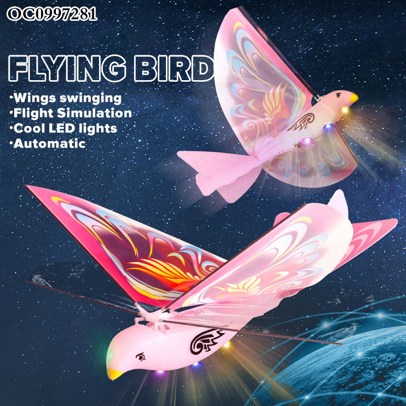 USB Rechargeable Flying Space Bird Toy with LED Lights & Smart Motion Sensor
