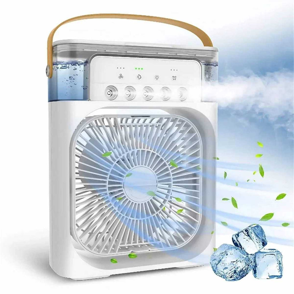 Portable USB Mini Air Cooler Fan with Water Mist & LED Light