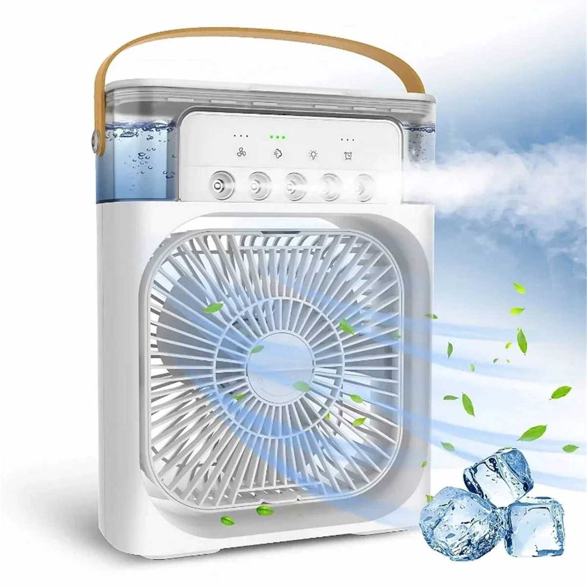Portable USB Mini Air Cooler Fan with Water Mist & LED Light