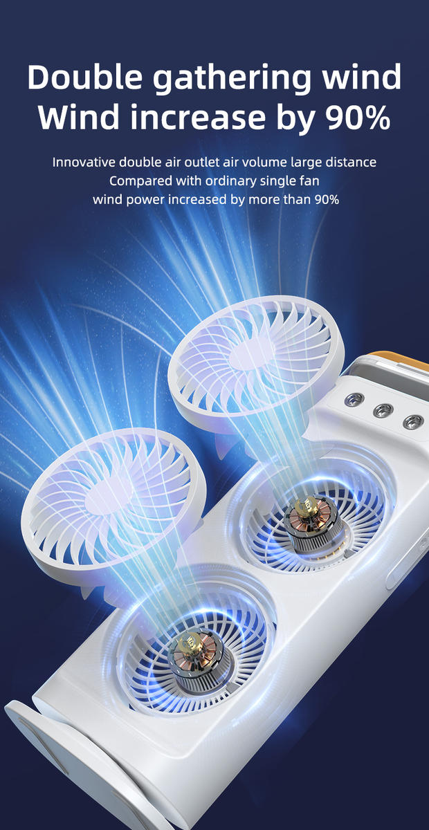 Portable Double-Ended Spray Cooling Fan with Remote Control, Mist & LED Lights