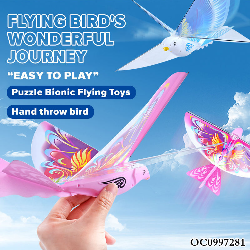 USB Rechargeable Flying Space Bird Toy with LED Lights & Smart Motion Sensor