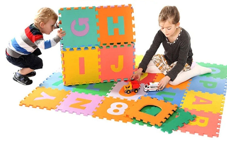 Pack of 2 Educational Alphabet & Number EVA Foam Puzzle Mats for Kids