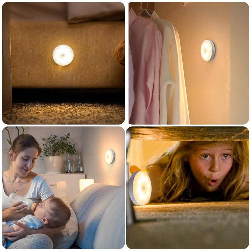 Motion Sensor LED Night Lamp Rechargeable Magnetic Wall Light for Bedroom & Stairs