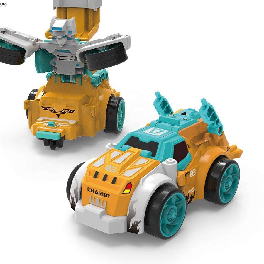 Kids Transforming Car to Robot Toy with Lights & Sound – Pack of 2