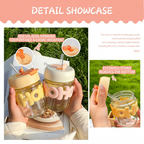 Cute Bubble Letter Glass Tumbler with Straw (Pack Of 2)
