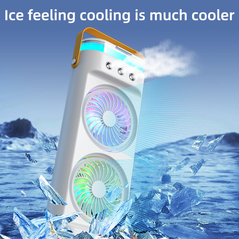 Portable Double-Ended Spray Cooling Fan with Remote Control, Mist & LED Lights