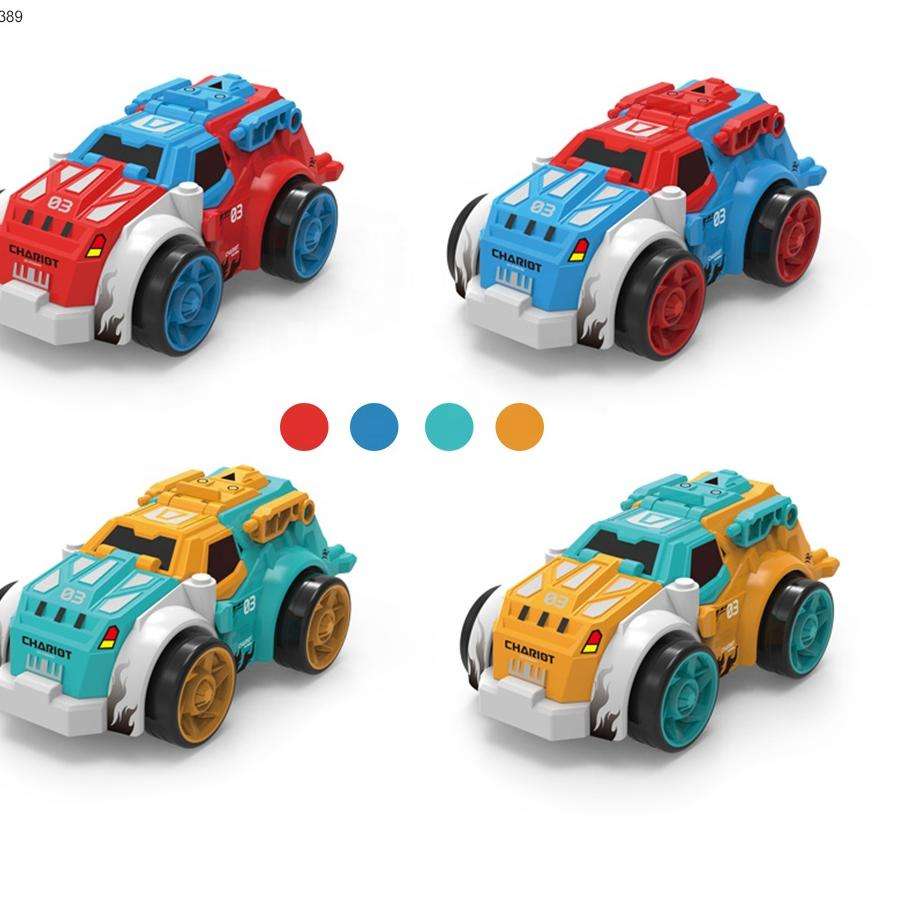 Kids Transforming Car to Robot Toy with Lights & Sound – Pack of 2