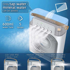 Portable USB Mini Air Cooler Fan with Water Mist & LED Light
