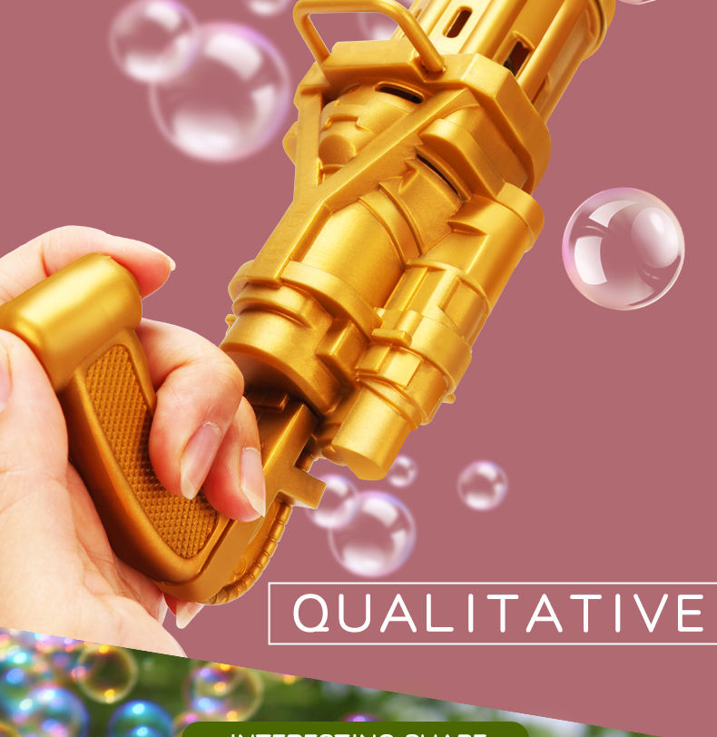 ✨ Electric Gatling Bubble Gun Toy | 8-Hole Automatic Bubble Blaster with Bubble Solution ✨
