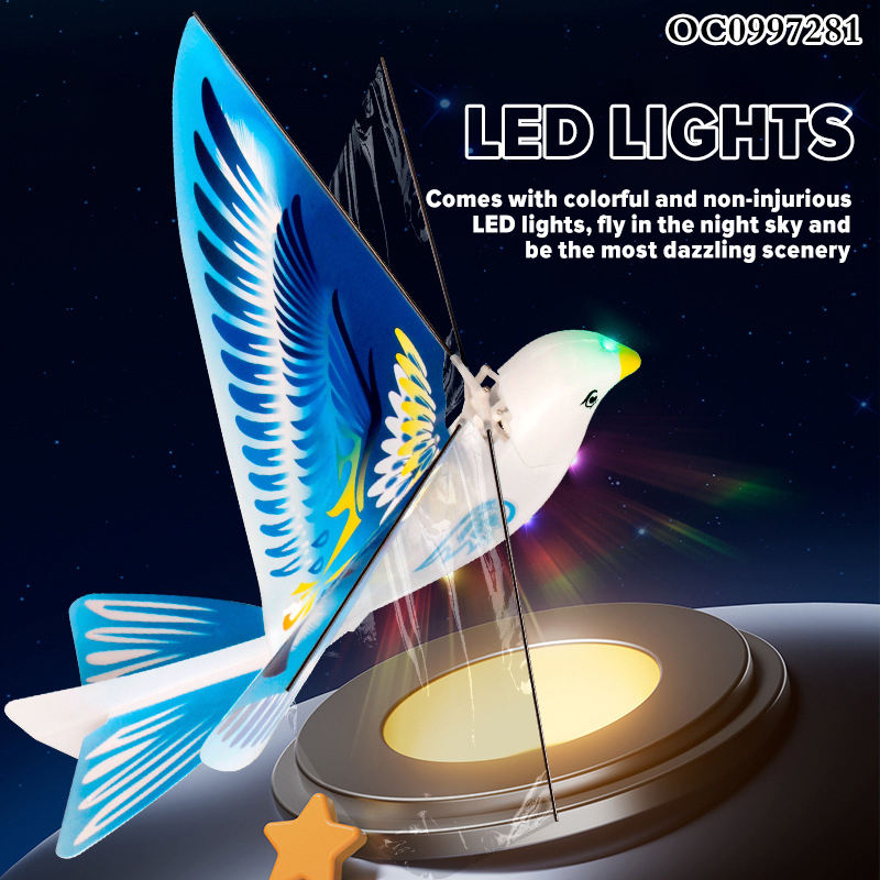 USB Rechargeable Flying Space Bird Toy with LED Lights & Smart Motion Sensor