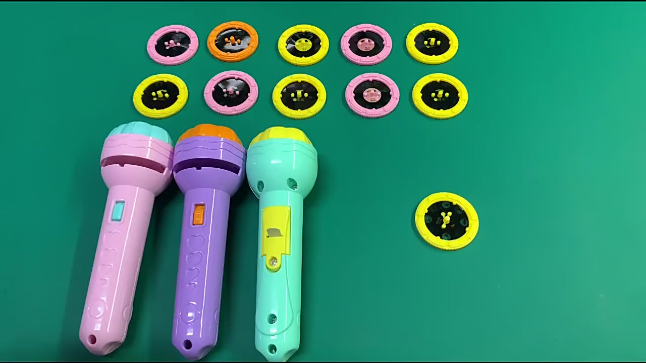 Kids Cartoon Projection Torch Light with Interchangeable Slides