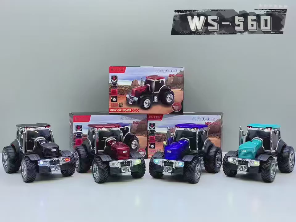WS-560 12W Tractor Shape Wireless Bluetooth Speaker with LED Lights & Rechargeable Battery