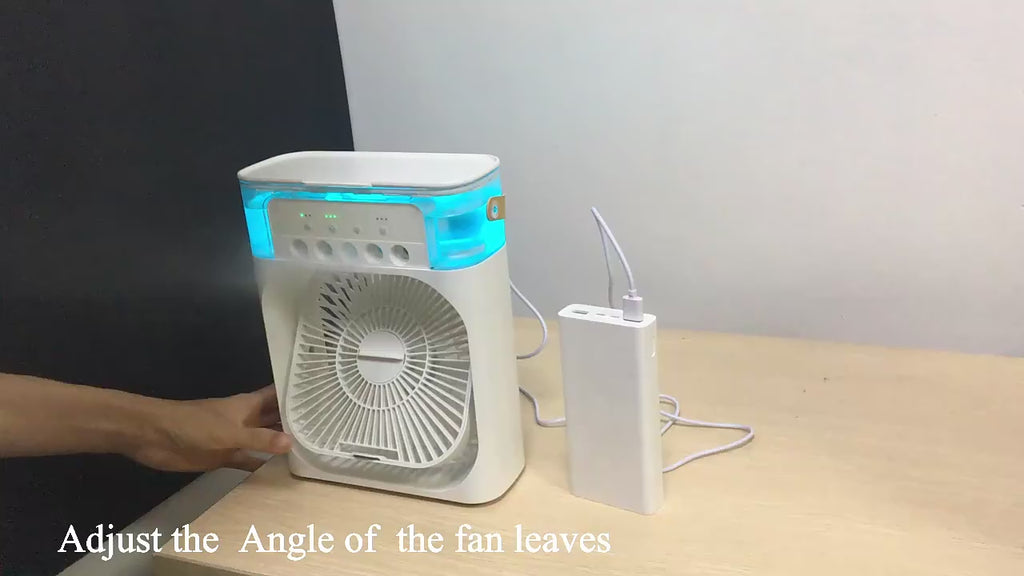 Portable USB Mini Air Cooler Fan with Water Mist & LED Light