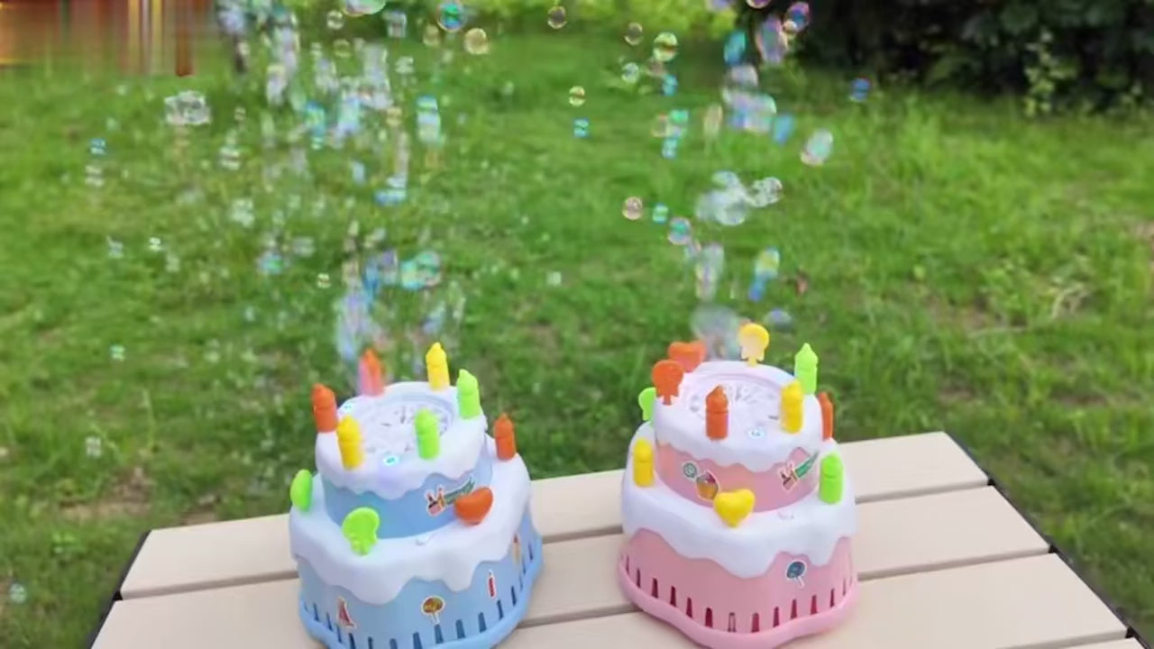 Musical Bubble Cake Toy with Lights, Rotating Action & Bump and Go