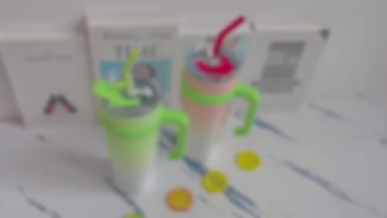 Multi-Color Insulated Coffee Tumbler with Handle & Straw