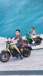 Kids Electric Ride-On Motorcycle with LED Lights, Music & Training Wheels