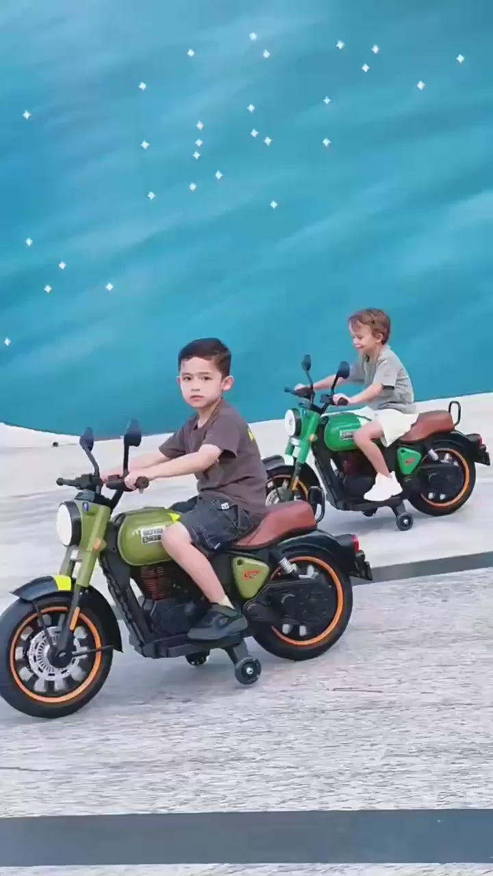 Kids Electric Ride-On Motorcycle with LED Lights, Music & Training Wheels