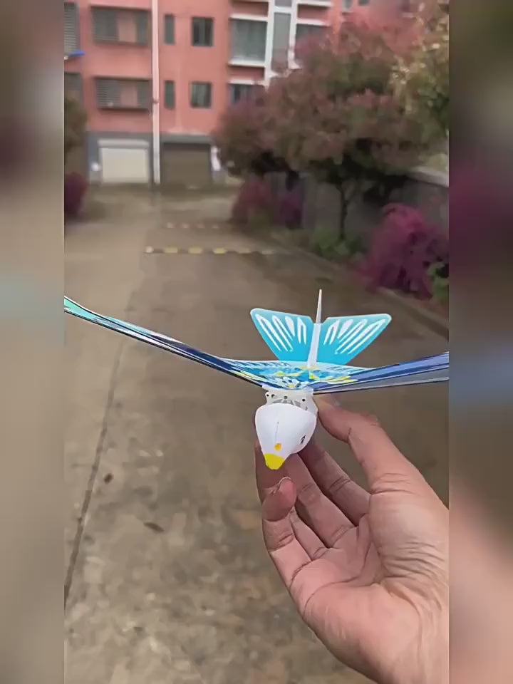 USB Rechargeable Flying Space Bird Toy with LED Lights & Smart Motion Sensor