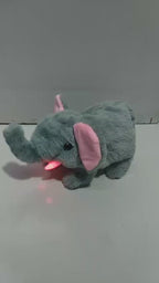 🐘 Fur Elephant Toy with LED Lights & Sound