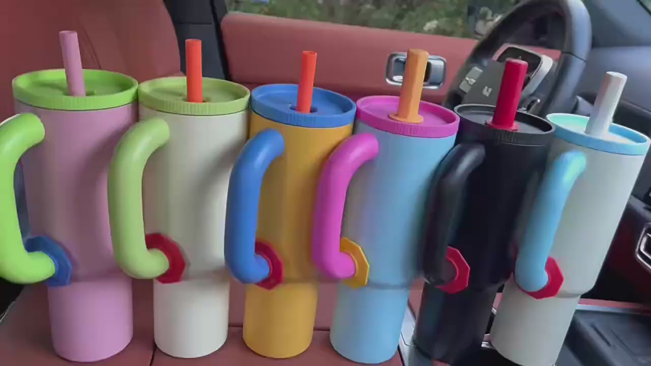 Large Capacity Stainless Steel Tumbler with Straw & Handle